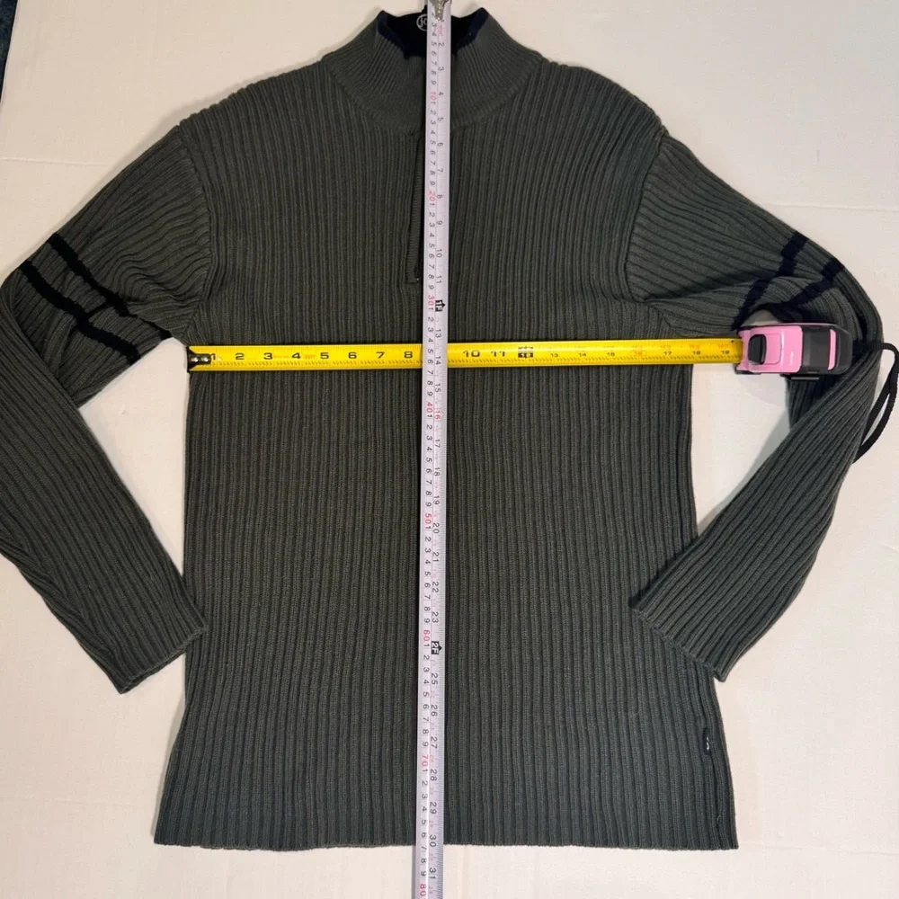 Men’s Thick Ribbed Quarter Zip Sweater XL Olive Cozy Cabin Core Gorpcore Office